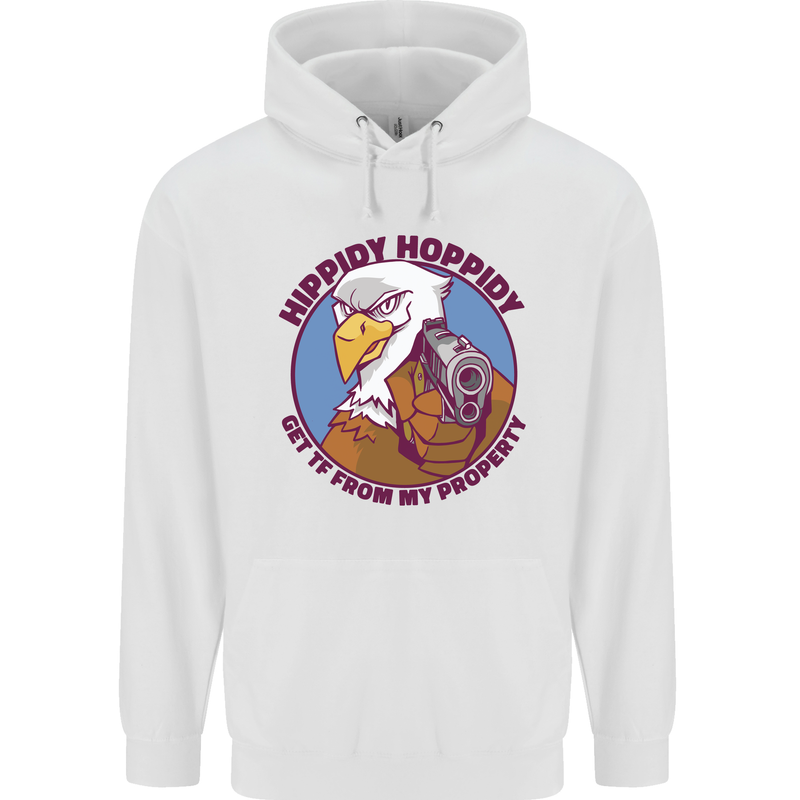 Hippidy Hoppidy Get Off My Property Gun Rights Mens 80% Cotton Hoodie White