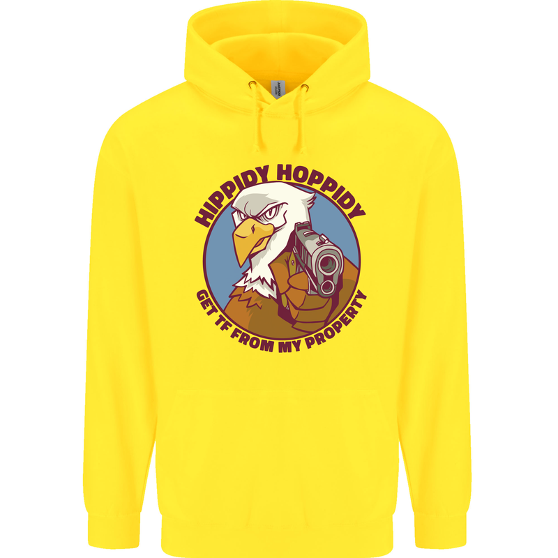 Hippidy Hoppidy Get Off My Property Gun Rights Mens 80% Cotton Hoodie Yellow