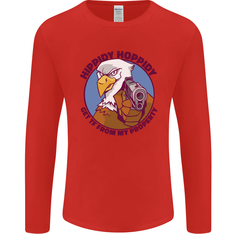 Hippidy Hoppidy Get Off My Property Gun Rights Mens Long Sleeve T-Shirt Red