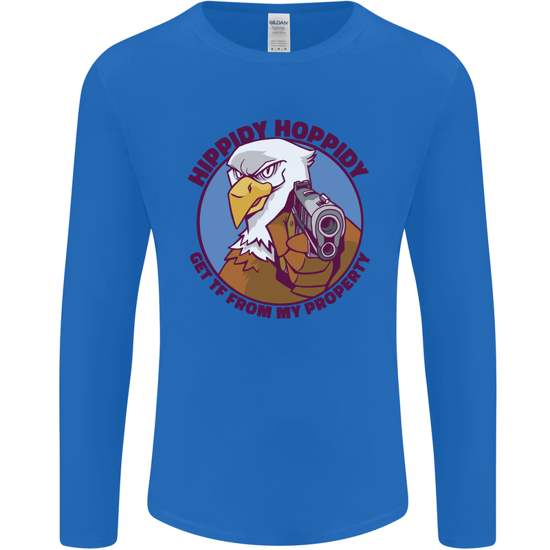 Hippidy Hoppidy Get Off My Property Gun Rights Mens Long Sleeve T-Shirt Royal Blue