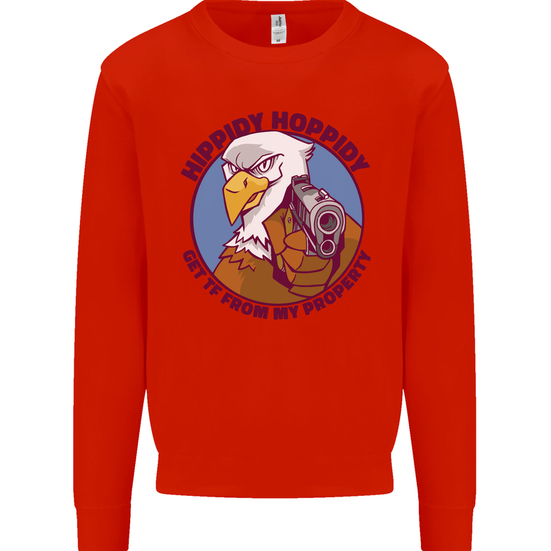 Hippidy Hoppidy Get Off My Property Gun Rights Mens Sweatshirt Jumper Bright Red
