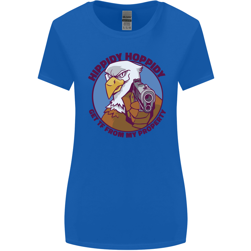 Hippidy Hoppidy Get Off My Property Gun Rights Womens Wider Cut T-Shirt Royal Blue