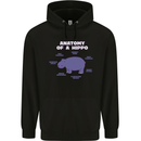Hippo Anatomy Funny Hippopotamus Mens 80% Cotton Hoodie Black