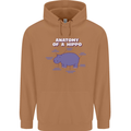 Hippo Anatomy Funny Hippopotamus Mens 80% Cotton Hoodie Caramel Latte