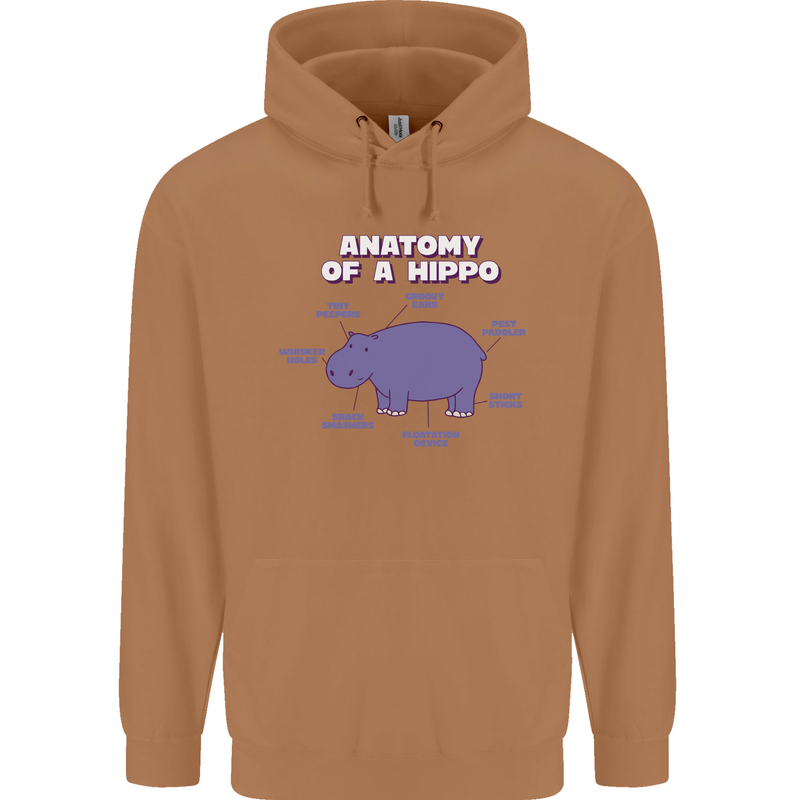 Hippo Anatomy Funny Hippopotamus Mens 80% Cotton Hoodie Caramel Latte