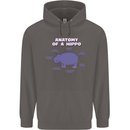 Hippo Anatomy Funny Hippopotamus Mens 80% Cotton Hoodie Charcoal