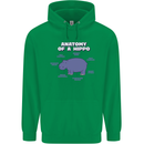 Hippo Anatomy Funny Hippopotamus Mens 80% Cotton Hoodie Irish Green