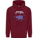 Hippo Anatomy Funny Hippopotamus Mens 80% Cotton Hoodie Maroon