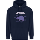 Hippo Anatomy Funny Hippopotamus Mens 80% Cotton Hoodie Navy Blue