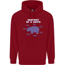 Hippo Anatomy Funny Hippopotamus Mens 80% Cotton Hoodie Red