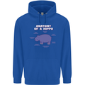 Hippo Anatomy Funny Hippopotamus Mens 80% Cotton Hoodie Royal Blue