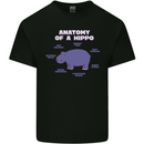 Hippo Anatomy Funny Hippopotamus Mens Cotton T-Shirt Tee Top Black