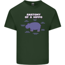 Hippo Anatomy Funny Hippopotamus Mens Cotton T-Shirt Tee Top Forest Green