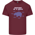 Hippo Anatomy Funny Hippopotamus Mens Cotton T-Shirt Tee Top Maroon