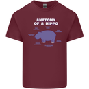 Hippo Anatomy Funny Hippopotamus Mens Cotton T-Shirt Tee Top Maroon