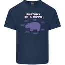 Hippo Anatomy Funny Hippopotamus Mens Cotton T-Shirt Tee Top Navy Blue