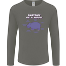 Hippo Anatomy Funny Hippopotamus Mens Long Sleeve T-Shirt Charcoal