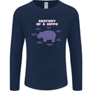 Hippo Anatomy Funny Hippopotamus Mens Long Sleeve T-Shirt Navy Blue