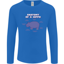 Hippo Anatomy Funny Hippopotamus Mens Long Sleeve T-Shirt Royal Blue