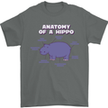 Hippo Anatomy Funny Hippopotamus Mens T-Shirt 100% Cotton Charcoal