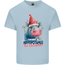 Hippopotamus For Christmas Hippo Xmas Kids T-Shirt Childrens Light Blue