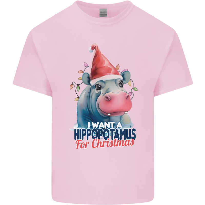 Hippopotamus For Christmas Hippo Xmas Kids T-Shirt Childrens Light Pink