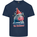 Hippopotamus For Christmas Hippo Xmas Kids T-Shirt Childrens Navy Blue