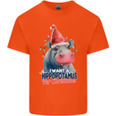 Hippopotamus For Christmas Hippo Xmas Kids T-Shirt Childrens Orange