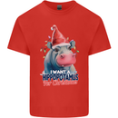 Hippopotamus For Christmas Hippo Xmas Kids T-Shirt Childrens Red