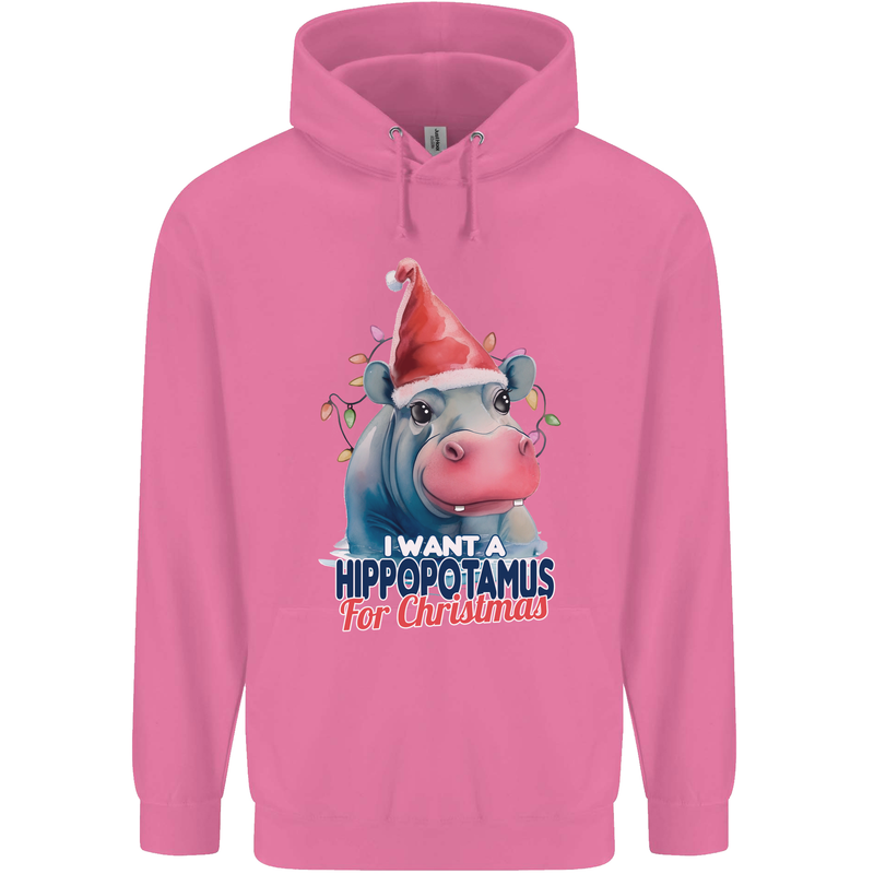 Hippopotamus For Christmas Hippo Xmas Mens 80% Cotton Hoodie Azelea
