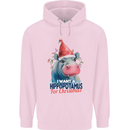 Hippopotamus For Christmas Hippo Xmas Mens 80% Cotton Hoodie Light Pink