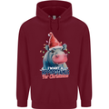 Hippopotamus For Christmas Hippo Xmas Mens 80% Cotton Hoodie Maroon
