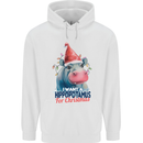 Hippopotamus For Christmas Hippo Xmas Mens 80% Cotton Hoodie White