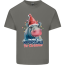 Hippopotamus For Christmas Hippo Xmas Mens Cotton T-Shirt Tee Top Charcoal