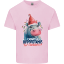 Hippopotamus For Christmas Hippo Xmas Mens Cotton T-Shirt Tee Top Light Pink