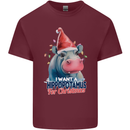Hippopotamus For Christmas Hippo Xmas Mens Cotton T-Shirt Tee Top Maroon
