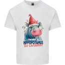 Hippopotamus For Christmas Hippo Xmas Mens Cotton T-Shirt Tee Top White