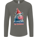 Hippopotamus For Christmas Hippo Xmas Mens Long Sleeve T-Shirt Charcoal