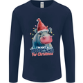 Hippopotamus For Christmas Hippo Xmas Mens Long Sleeve T-Shirt Navy Blue