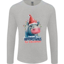 Hippopotamus For Christmas Hippo Xmas Mens Long Sleeve T-Shirt Sports Grey