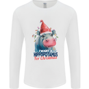 Hippopotamus For Christmas Hippo Xmas Mens Long Sleeve T-Shirt White
