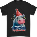 Hippopotamus For Christmas Hippo Xmas Mens T-Shirt 100% Cotton Black