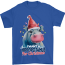 Hippopotamus For Christmas Hippo Xmas Mens T-Shirt 100% Cotton Royal Blue