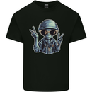 Hippy Peace Alien Kids T-Shirt Childrens Black