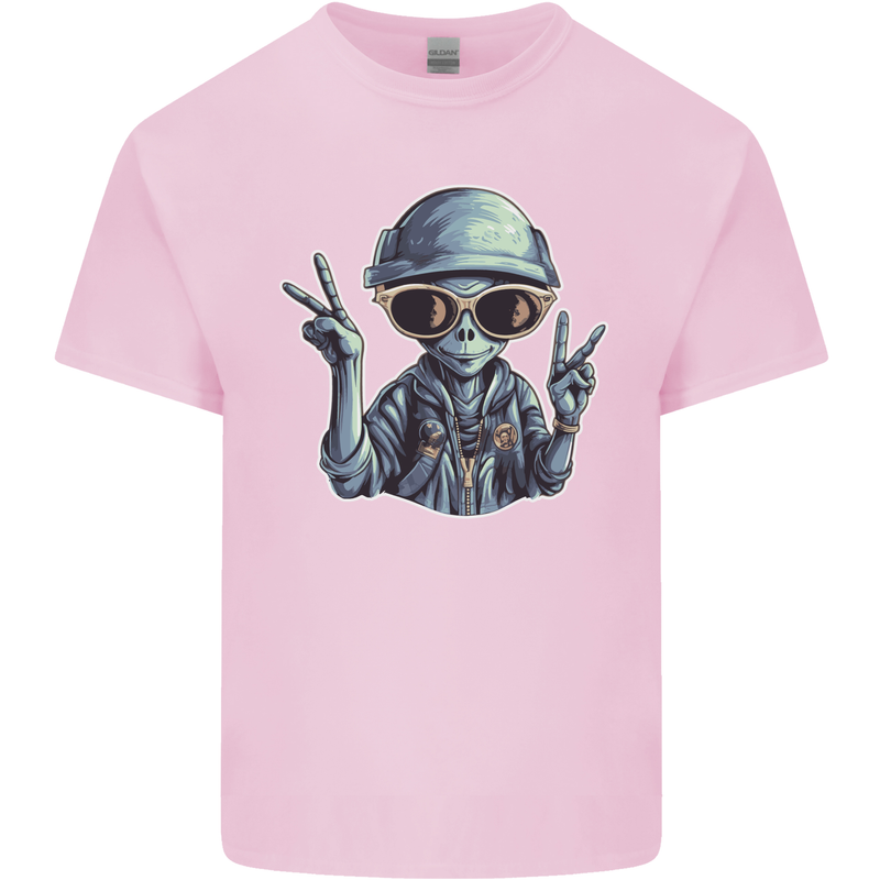 Hippy Peace Alien Kids T-Shirt Childrens Light Pink