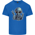 Hippy Peace Alien Kids T-Shirt Childrens Royal Blue