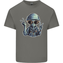 Hippy Peace Alien Mens Cotton T-Shirt Tee Top Charcoal