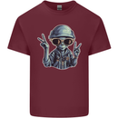 Hippy Peace Alien Mens Cotton T-Shirt Tee Top Maroon