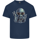 Hippy Peace Alien Mens Cotton T-Shirt Tee Top Navy Blue