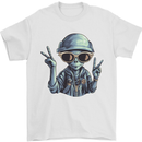 Hippy Peace Alien Mens T-Shirt 100% Cotton White